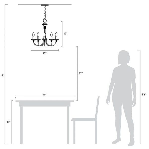 Rubbed Oil Bronze Shaylee 5 - Light Candle Style Empire Chandelier 5285RR Discount - Image 3