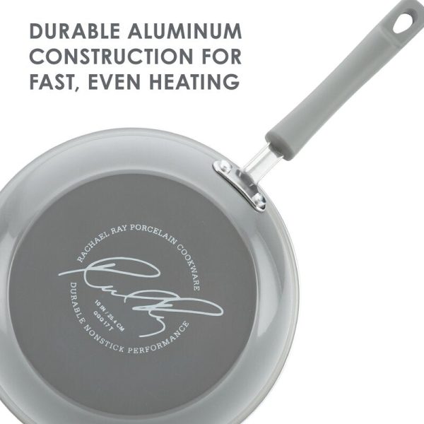 Sea Salt Gray Rachael Ray Hard Enamel 14 Piece Aluminum Cookware Set (Part number: 19019) 5303RR For Cheap - Image 2
