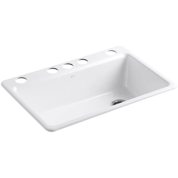 K-5871-5UA3-0 Riverby 33  x 22  x 9-5 8  Under-Mount Single-Bowl Kitchen Sink with Accessories, 5738RR For Cheap