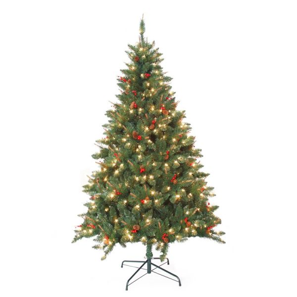 7  Green Pine Artificial Christmas Tree with 400 Warm White Lights 1577AH Online Sale