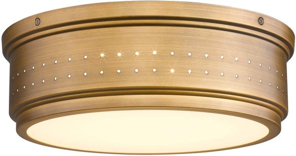 LMS LMS-038 - 14 Inch 25W Dimmable LED Ceiling Light 3000K 4000K 500K Round Drum Flush Mount Ceiling Light in Brushed Brass Finish LMS-038 MRM2286 For Discount - Image 2