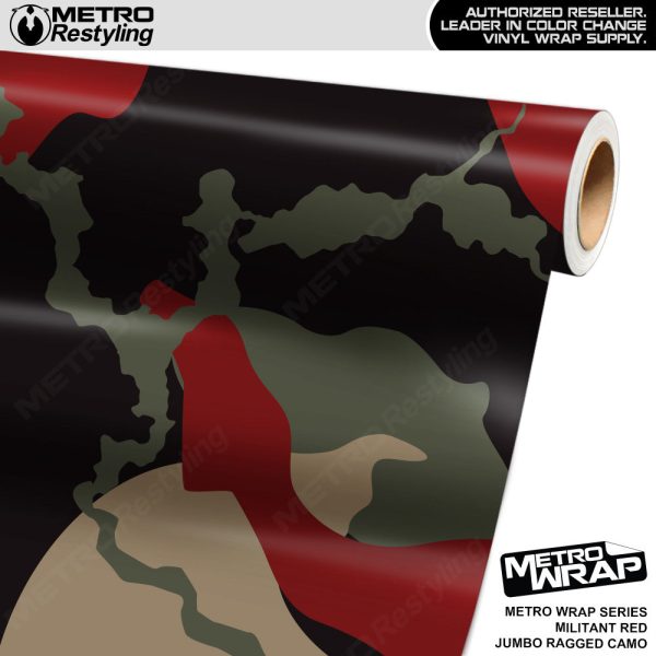 Metro Wrap Jumbo Ragged Militant Red Camouflage Vinyl Film For Discount